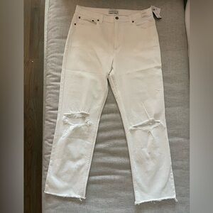 Abercrombie & Fitch White Distressed Skinny Jeans